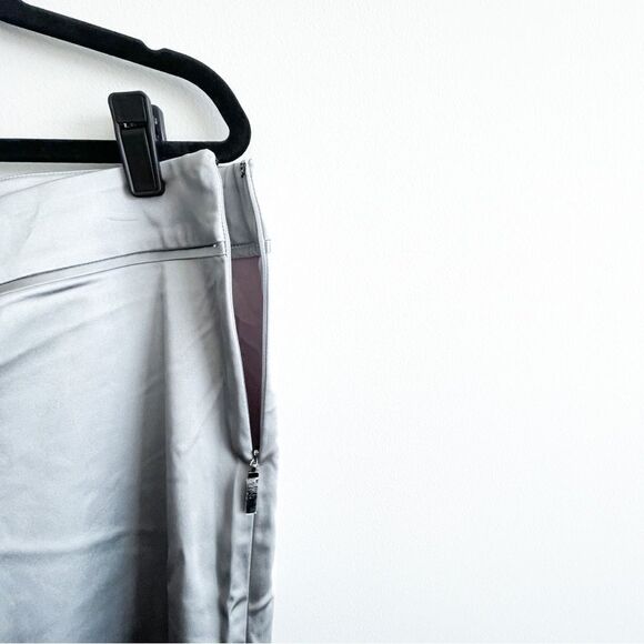 CACHE Shiny Silver Satin Slim Ankle Dress Pants Women's 6 Party Formal NWT - Picture 4 of 10